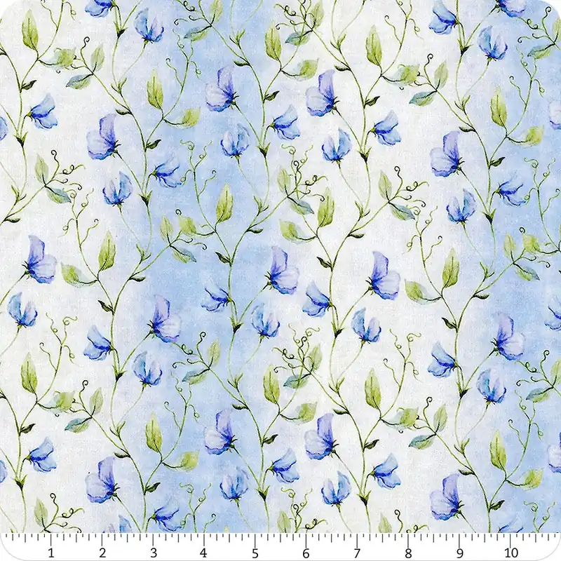 Periwinkle Spring Periwinkle Sweet Peas Digitally Printed Yardage | SKU# 8PS-1 Price Drop