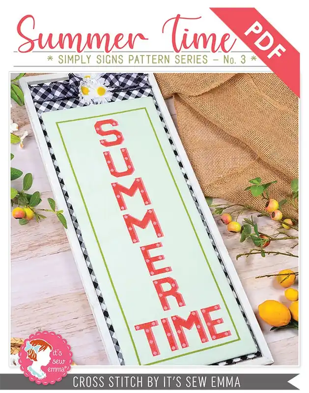 Instant Buy Summer Time Simply Signs Downloadable PDF Cross Stitch Pattern | It's Sew Emma