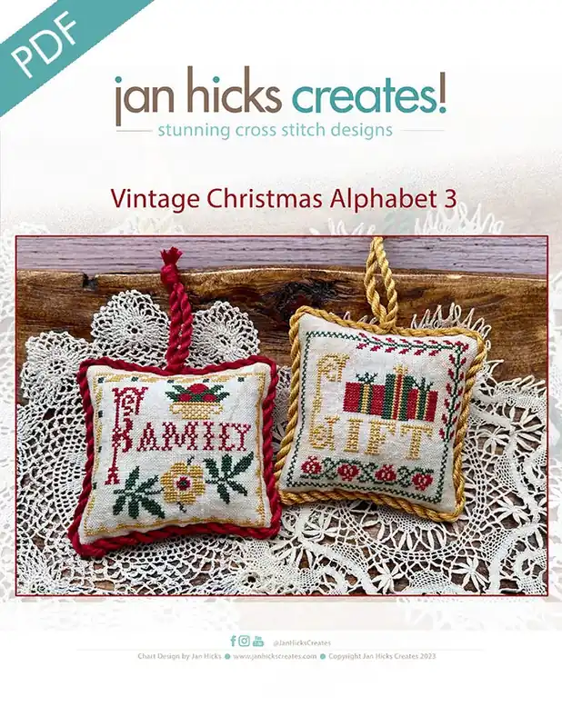 Original Vintage Christmas Alphabet 3 Downloadable PDF Cross Stitch Pattern | Jan Hicks Creates!