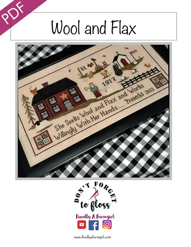 Seasonal Sale Wool and Flax Downloadable PDF Cross Stitch Pattern | Finally A Farmgirl