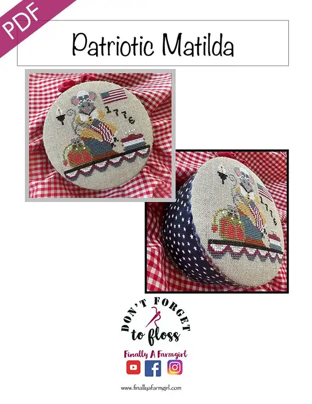 Warranty Included Patriotic Matilda Downloadable PDF Cross Stitch Pattern | Finally A Farmgirl