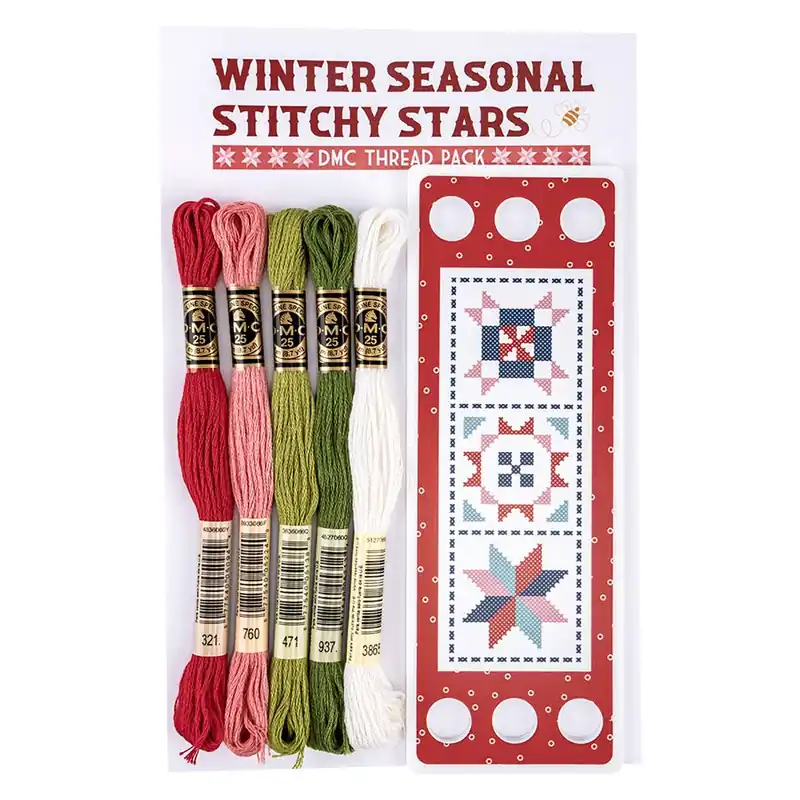 Final Sale Lori Holt Winter Seasonal Stitchy Stars DMC Thread Pack & Floss Keeper | Fat Quarter Shop Exclusive