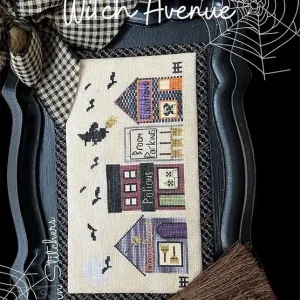 Worldwide Shipping Witch Avenue Downloadable PDF Cross Stitch Pattern | Sugar Maple Designs