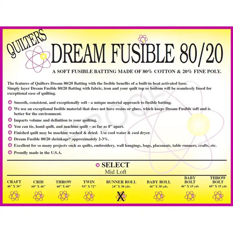 Shop Now Dream Fusible 80/20 Runner Roll Quilt Batting | Quilter's Dream #FUSERUN