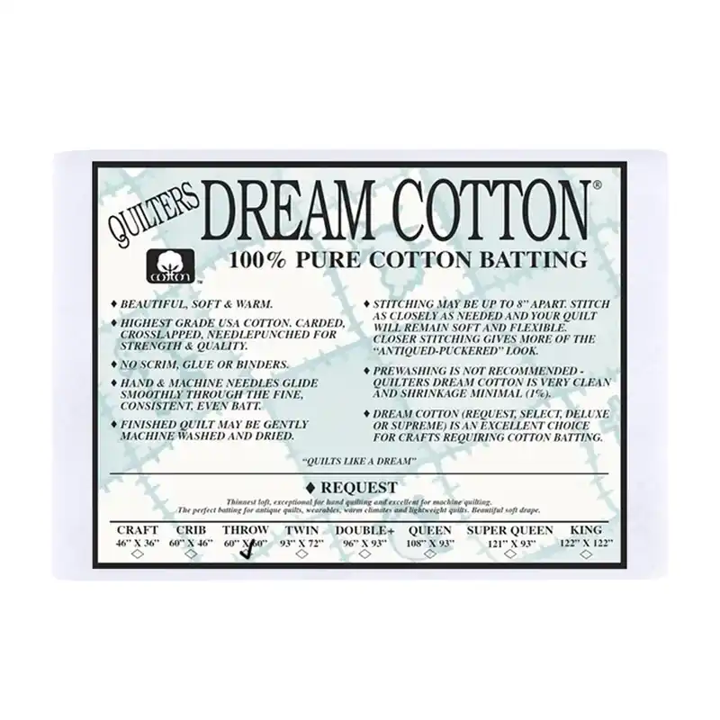 In Demand White Cotton Request Low Loft Throw Quilt Batting | Quilter's Dream #W3TH