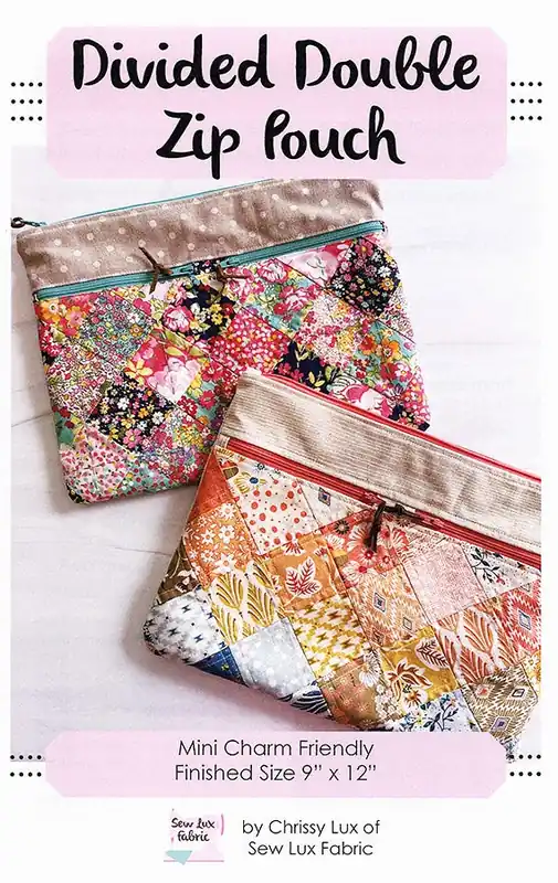 Free Shipping Divided Double Zip Pouch Sewing Pattern | Sew Lux Fabric #SLF-1807