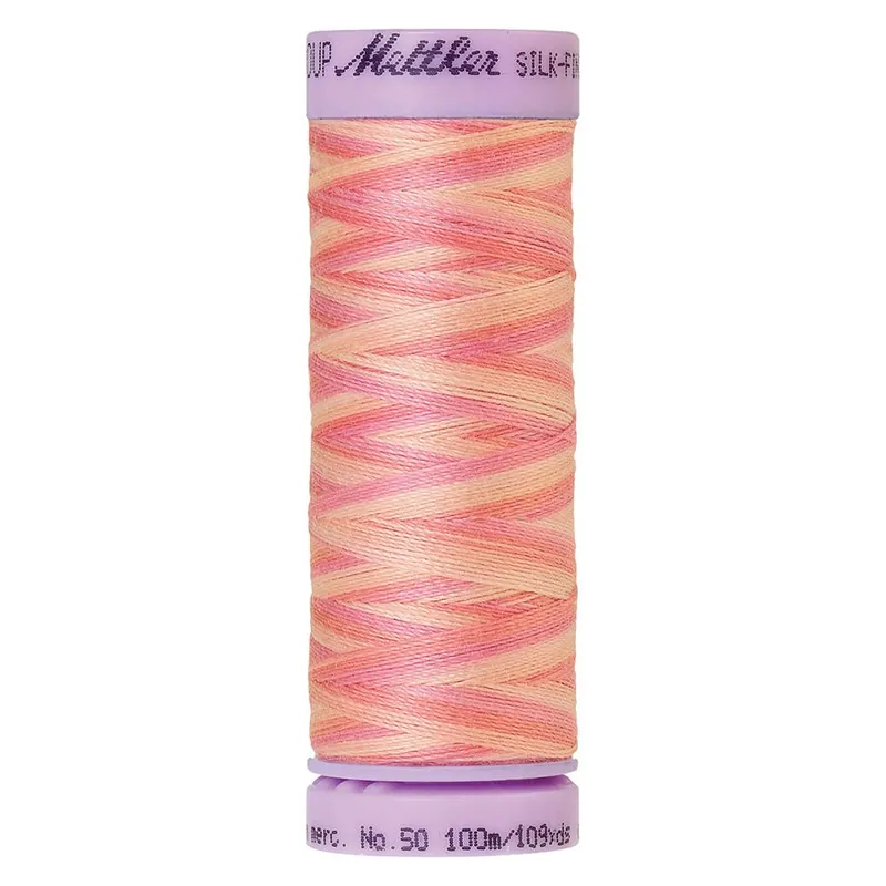 Mettler Dusty Rose Variegated 100% Cotton Silk Finish Small Thread | Mettler #9075-9847 High Quality