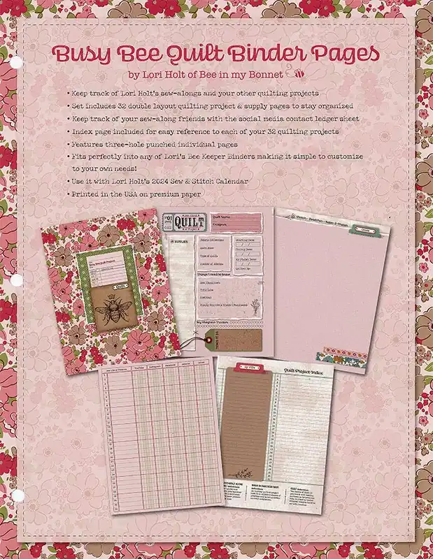 Busy Bee Quilt Binder Pages | Lori Holt of Bee in my Bonnet #ST-35022 Popular