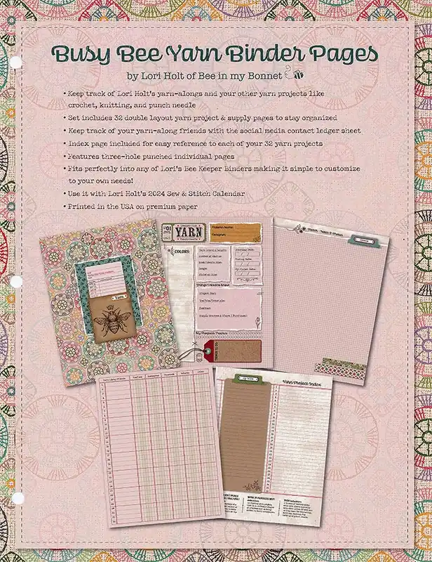 One Day Deal Busy Bee Yarn Binder Pages | Lori Holt of Bee in my Bonnet #ST-35024