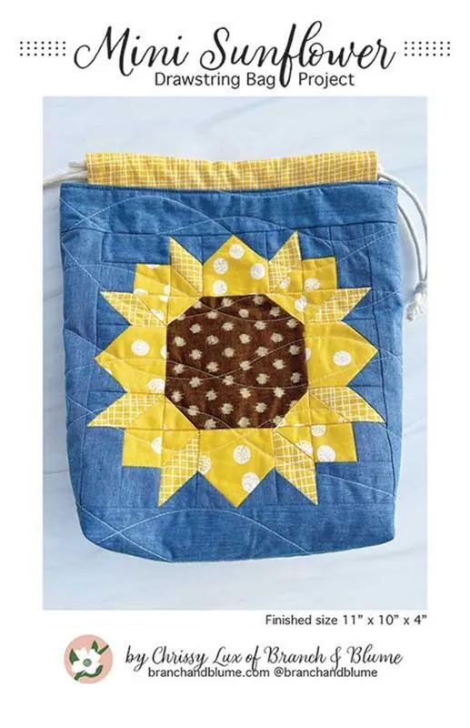 Mini Sunflower Drawstring Bag Sewing Pattern | Branch & Blume #BNB-2313 Bulk Order