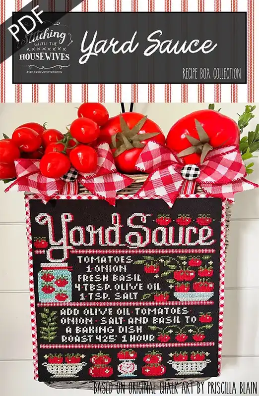 Yard Sauce Downloadable PDF Cross Stitch Pattern | Stitching with the Housewives Recipe Box Collection Trending
