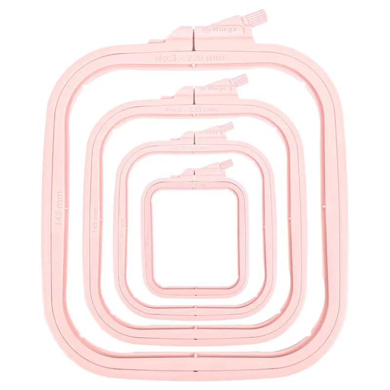 Warranty Included Set of Four Pastel Pink Plastic Embroidery Hoops | Nurge #Set-PPink