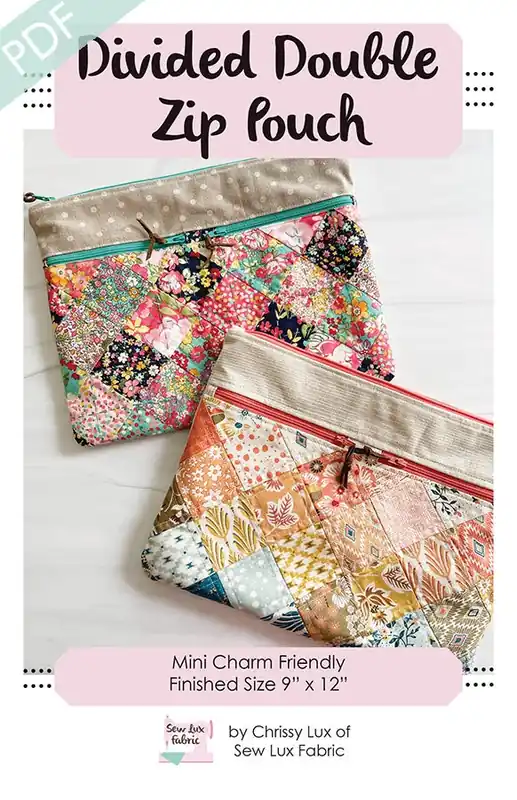 Divided Double Zip Pouch Downloadable PDF Sewing Pattern | Sew Lux Fabric Weekend Sale