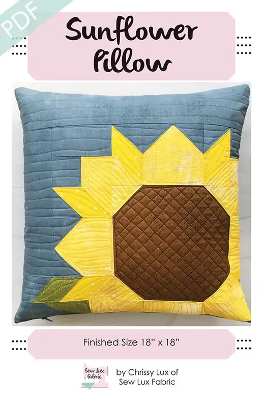 Sunflower Pillow Downloadable PDF Sewing Pattern | Sew Lux Fabric Flash Sale