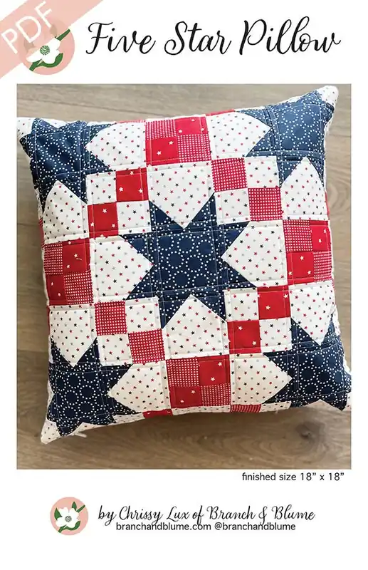 Five Star Pillow Downloadable PDF Sewing Pattern | Branch & Blume Free Delivery
