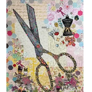Worldwide Shipping Sewing Scissors Collage Quilt Pattern | Laura Heine #FWLHSS