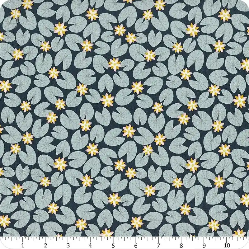 Little Swan Navy Water Lilies Yardage | SKU# C13743-NAVY Money Back Guarantee