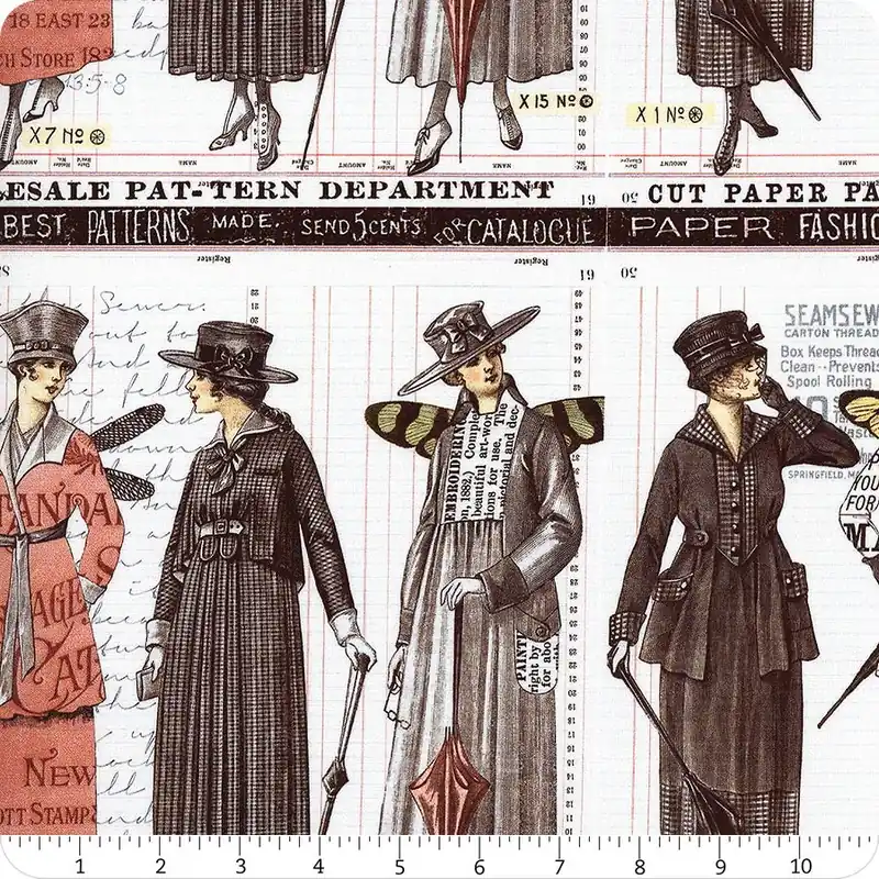 Bargain Sew Journal Digitally Printed White Paper Fashion Border Stripe Yardage | SKU# CD13884-WHITE