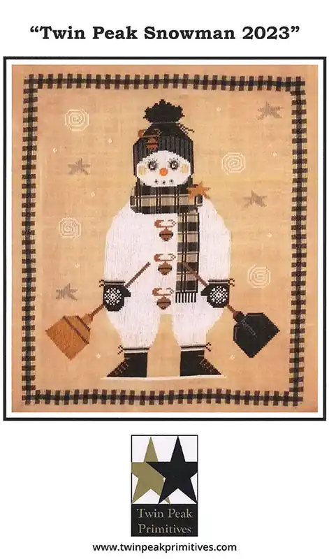 Next Day Delivery Twin Peak Snowman 2023 Cross Stitch Pattern | Twin Peak Primitives