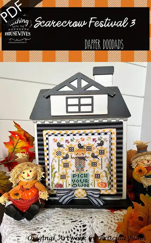Worldwide Shipping Scarecrow Festival 3 Downloadable PDF Cross Stitch Pattern | Stitching with the Housewives Dapper Doodads