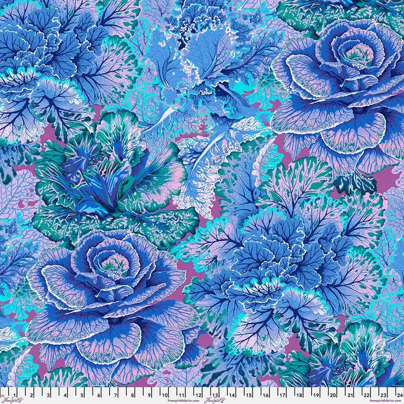 Top Rated Kaffe Fassett Collective Blue Curly Kale Yardage | SKU# PWPJ120-BLUE