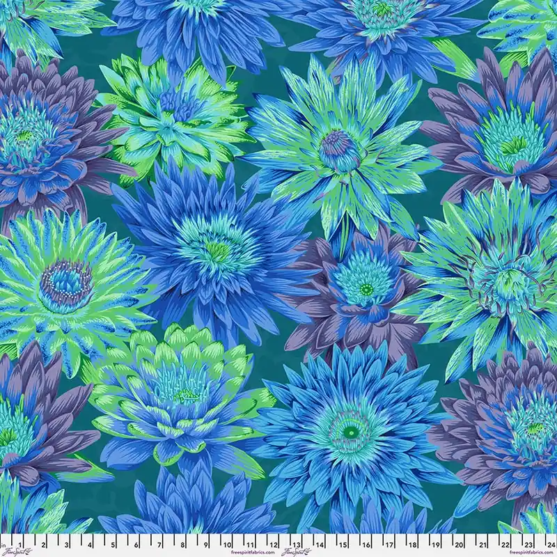 Markdown Kaffe Fassett Collective Blue Tropical Water Lillies Yardage | SKU# PWPJ119-BLUE