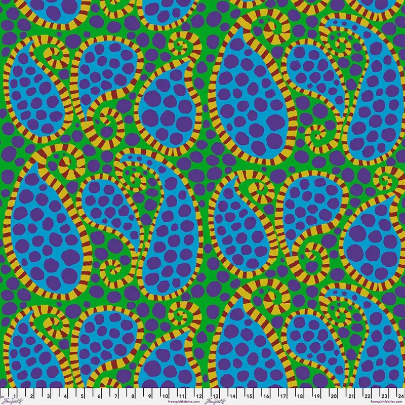 High Quality Kaffe Fassett Collective Green Paisley Dot Yardage | SKU# PWBM090-GREEN