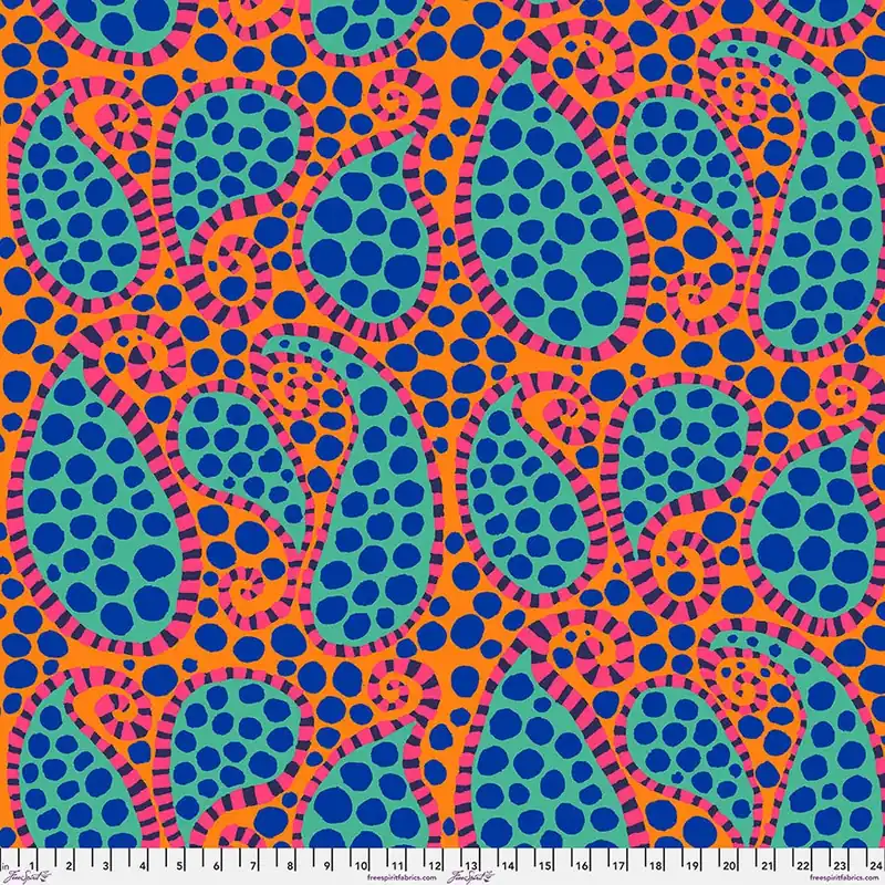 Weekend Sale Kaffe Fassett Collective Orange Paisley Dot Yardage | SKU# PWBM090-ORANGE