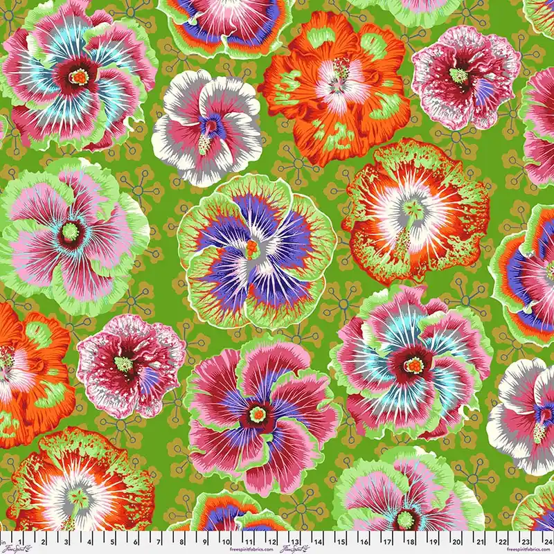 Top Pick Kaffe Fassett Collective Green Floating Hibiscus Yardage | SKU# PWPJ122-GREEN