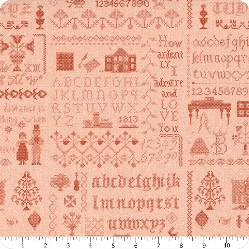Modern Jane Austen at Home: Pride & Prejudice Coral Meryton Yardage | SKU# C13786-CORAL