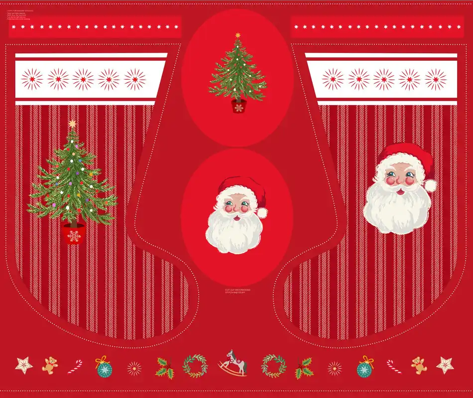 Oh Christmas Tree! Santa's Stockings Digitally Printed Project Panel | SKU# C114 Clearance