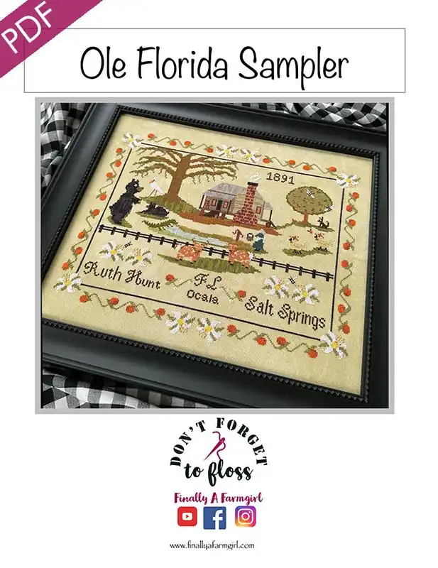 Ole Florida Sampler Downloadable PDF Cross Stitch Pattern | Finally A Farmgirl Grab Now