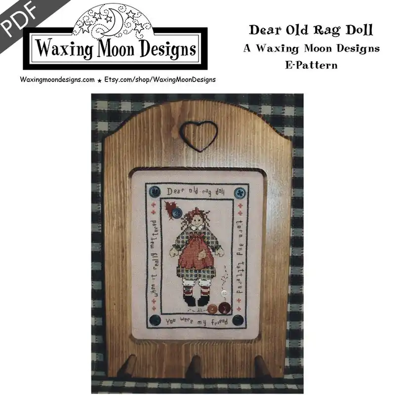 Dear Old Rag Doll Downloadable PDF Cross Stitch Pattern | Waxing Moon Designs Mega Sale
