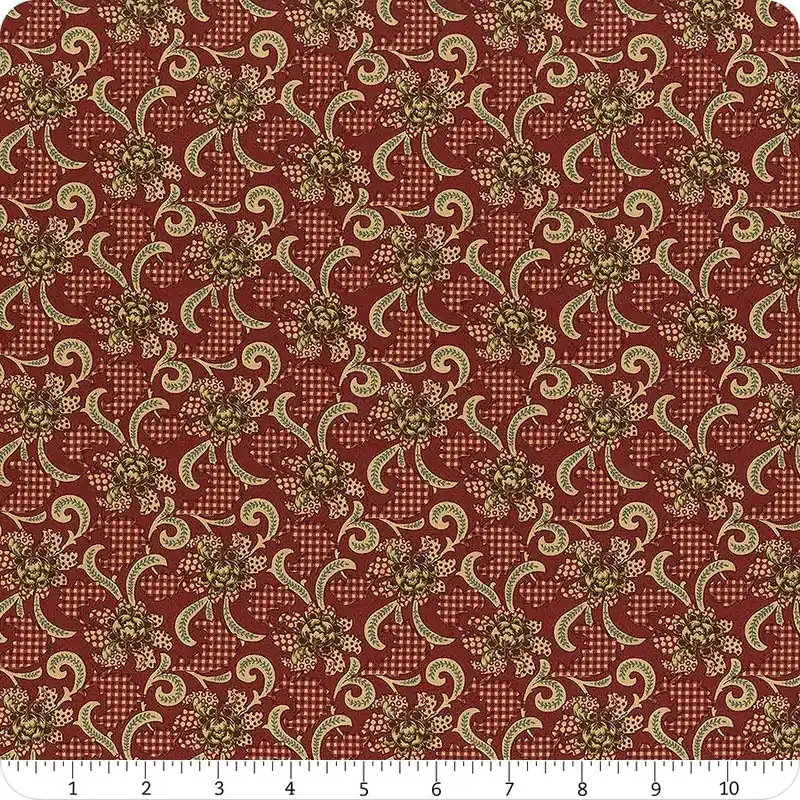 Garnets & Gingham Garnet Stylized Patterned Floral Yardage | SKU# 1347-88 Fresh Stock