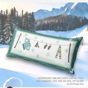 Winter Clothesline Bench Pillow Machine Embroidery Downloadable PDF Sewing Pattern | Sew a Story No Minimum Order
