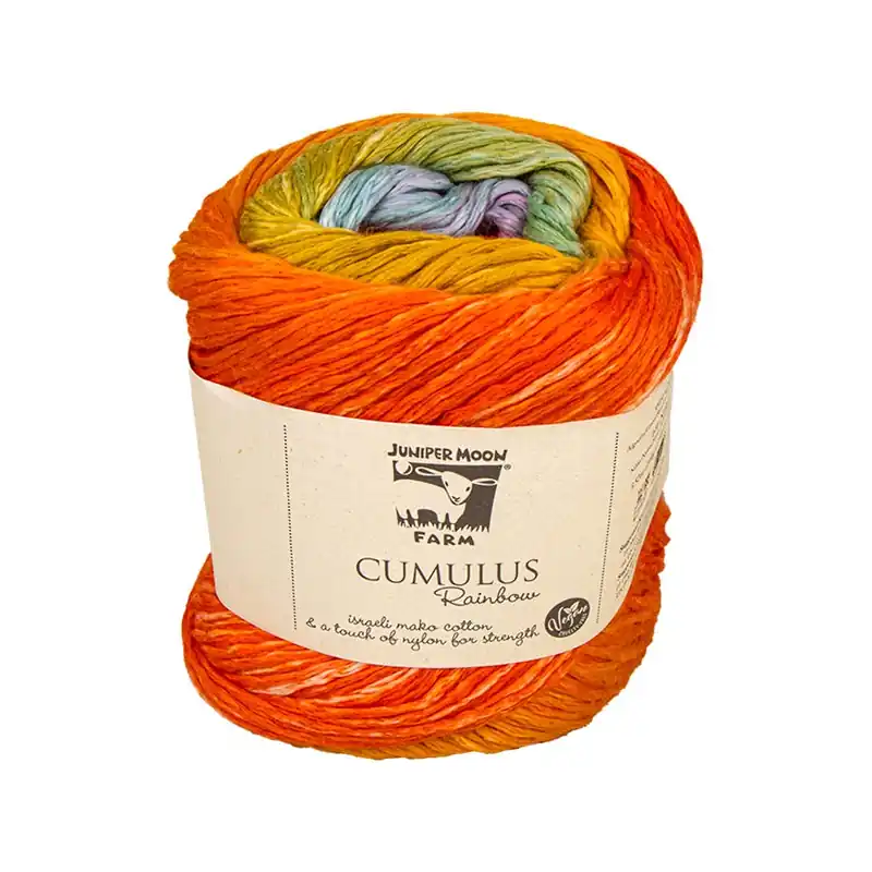 Wholesale Prismatic Kaleidoscope Cumulus Rainbow Cotton Blend Yarn | Juniper Moon Farm #K-CUMR-217
