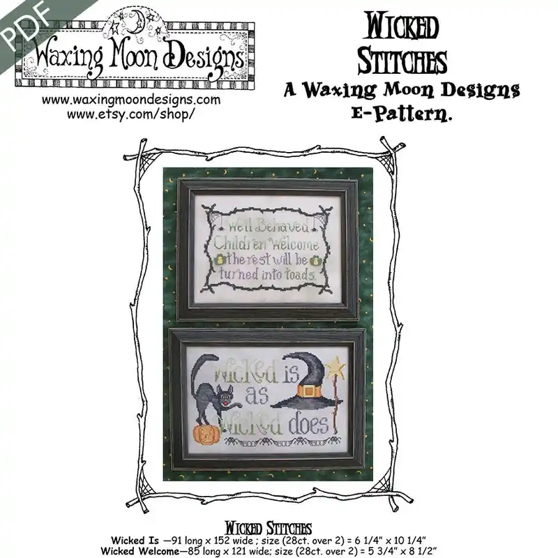 Wicked Stitches Downloadable PDF Cross Stitch Pattern | Waxing Moon Designs Fresh Stock