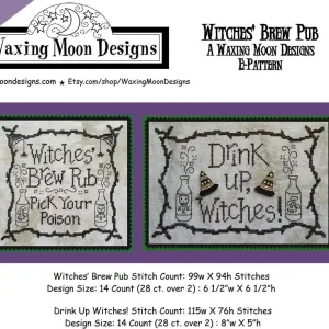 Witches' Brew Pub Downloadable PDF Cross Stitch Pattern | Waxing Moon Designs Luxury