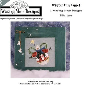 Winter Fun Angel Downloadable PDF Cross Stitch Pattern | Waxing Moon Designs Seasonal Sale