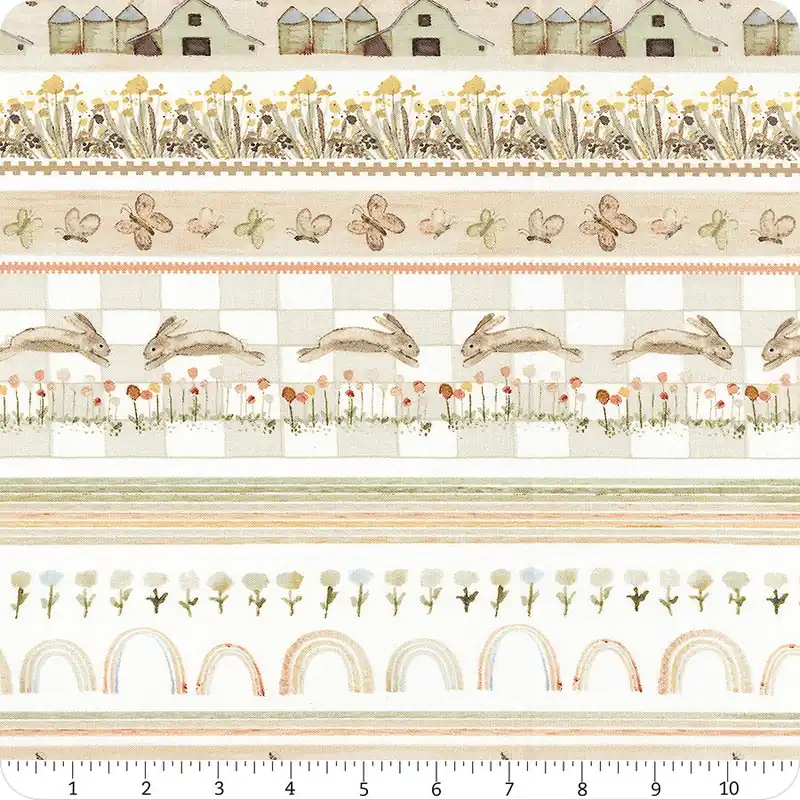 You Are My Sunshine Multi Novelty Farm Bunny Stripe Yardage | SKU# 1469-42 Bulk Order