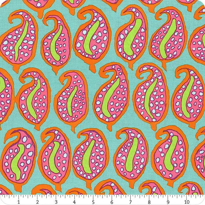 Certified Kaffe Fassett Collective Aqua Pasha Paisley Yardage | SKU# PWBM096-AQUA