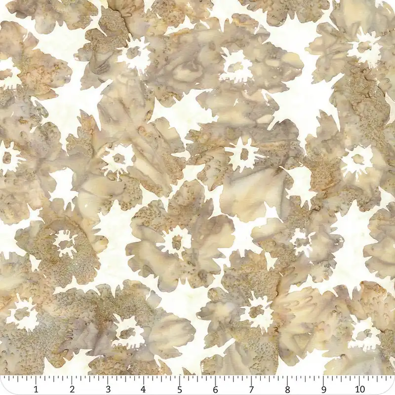 Seasonal Sale Misty Shores Batiks Tan Big Floral Yardage | SKU# W2563-64