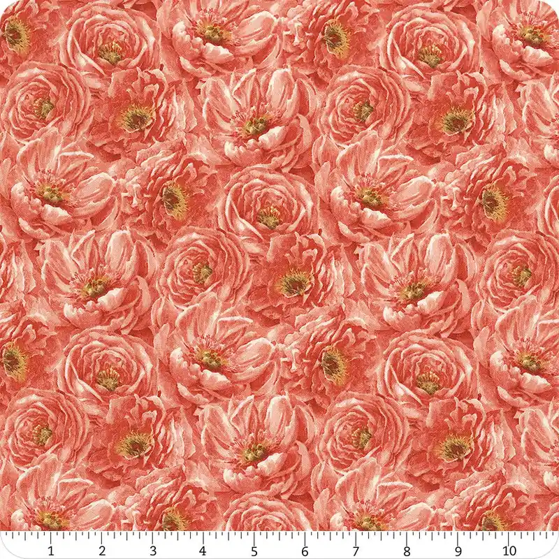 Peach Whispers Coral Packed Tonal Flowers Yardage | SKU# 83318-305 Mega Sale