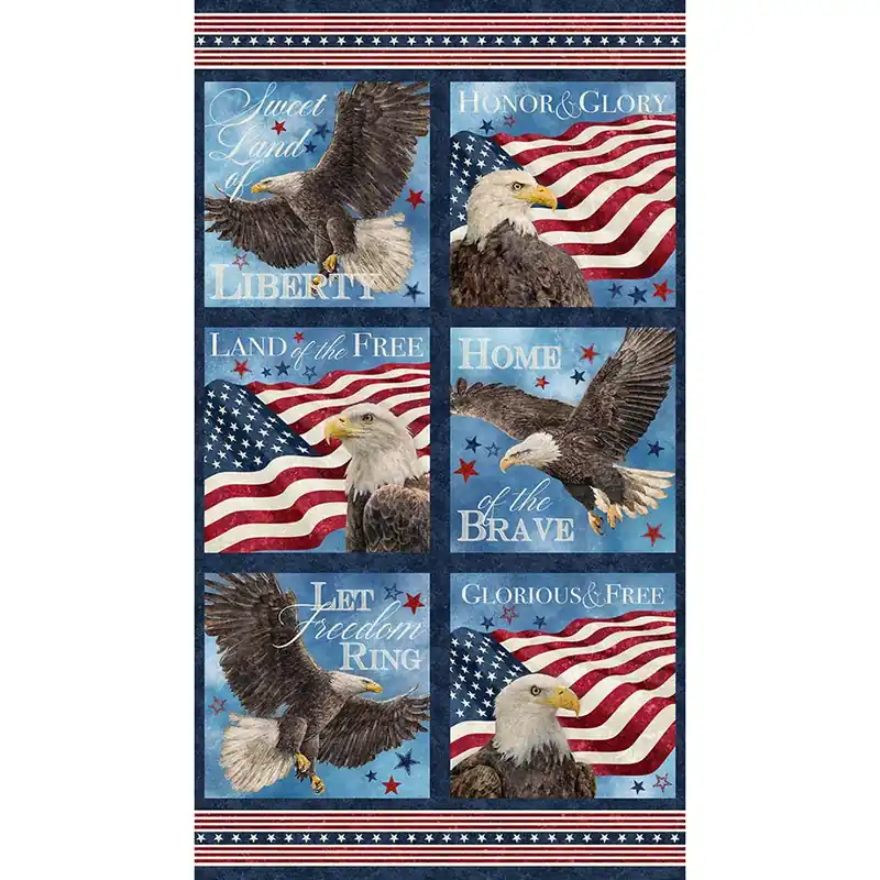 Wholesale Stars & Stripes Stonehenge Multi Blocks Digitally Printed Quilt Panel | SKU# DP27879-49