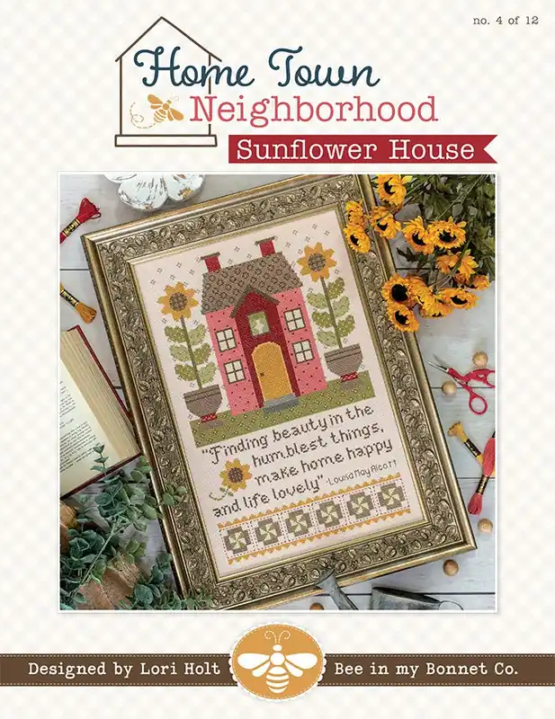 Modern Home Town Neighborhood - Sunflower House Cross Stitch Pattern | Lori Holt of Bee in my Bonnet #ISE-4040