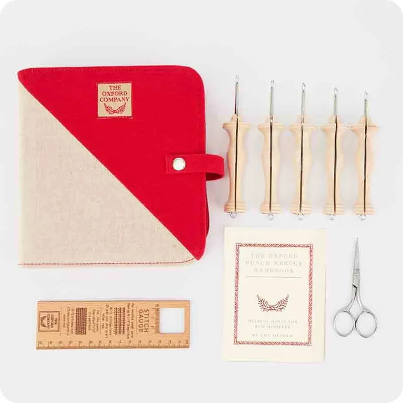 Free Returns Set of 5 Oxford Punch Needle Fine Point Natural Wood | The Oxford Company #OX-10021
