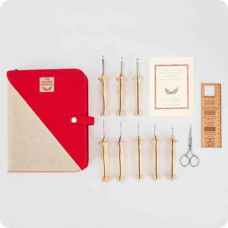Limited Edition Set of 8 Oxford Punch Needle Complete Set Natural Wood | The Oxford Company #OX-10023