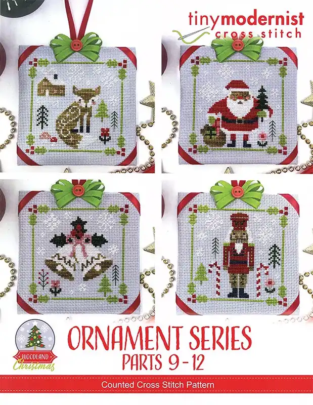 Woodland Christmas Ornament Series Parts 9-12 Cross Stitch Pattern | Tiny Modernist Weekend Sale