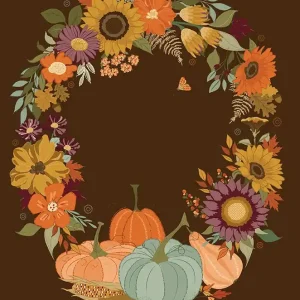 Wholesale The Awe of Autumn Brown Quilt Panel | SKU# PD16198-BROWN