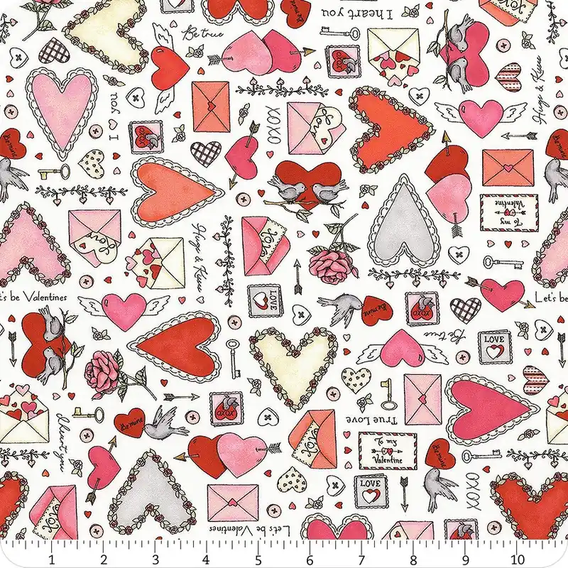 I Heart You White Focal Yardage | SKU# MAS10760-W Limited Time